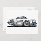 Corvette White Car Briefkaart (Voorkant / Achterkant)
