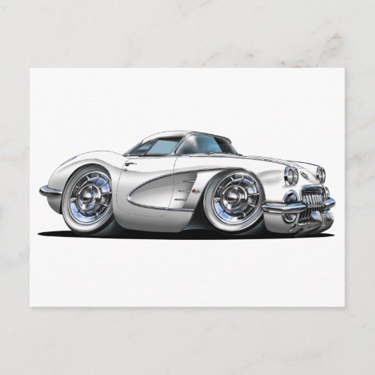 Corvette White Car Briefkaart (Voorkant)