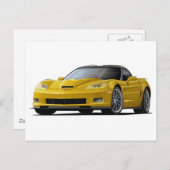 Corvette ZR1 gele auto Briefkaart (Voorkant / Achterkant)
