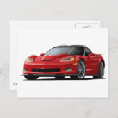 Corvette ZR1 rode auto Briefkaart (Voorkant / Achterkant)