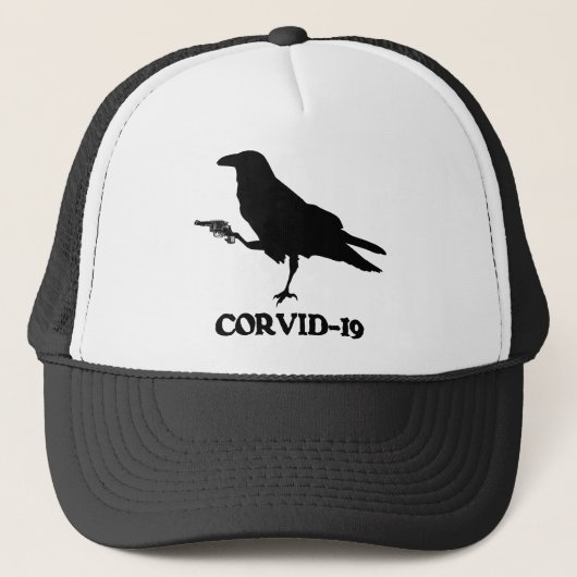 CORVID-19 Trucker Hat, wit en zwart Pet (Voorkant)