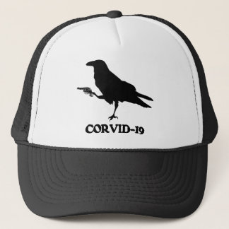 CORVID-19 Trucker Hat, wit en zwart Trucker Pet