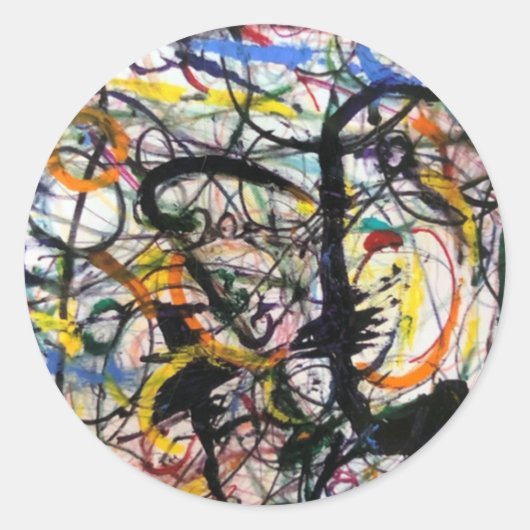 Corvus (Crow) Abstract Jeff Hankamer Artjunkhaus Ronde Sticker (Voorkant)