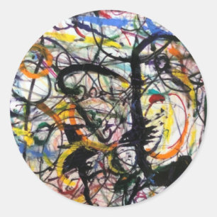 Corvus (Crow) Abstract Jeff Hankamer Artjunkhaus Ronde Sticker