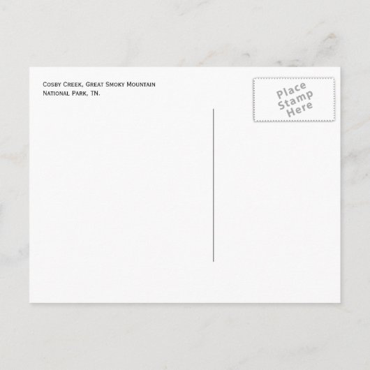 Cosby Creek, Great Smoky Mountain National Park Briefkaart (Achterkant)