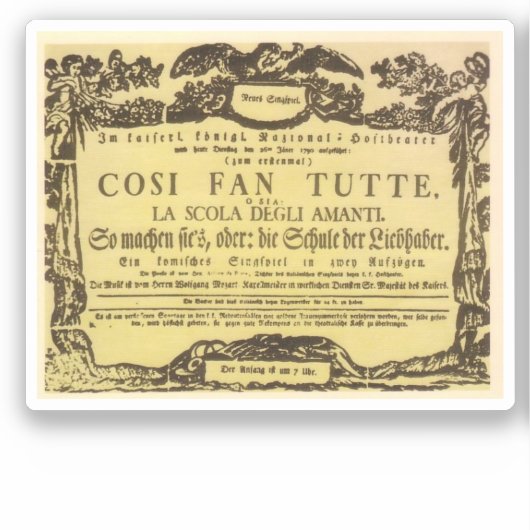 Così Fan Tutte Playbill (Mozart) Sticker (Voorkant)