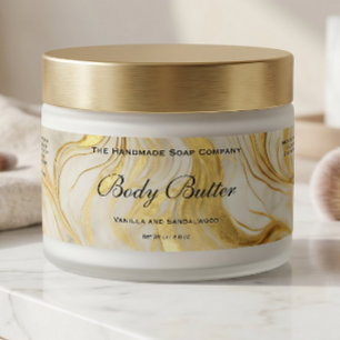 Cosmetica Body Butter Pot Label Ivoor Marmer Goud Waterfles Etiket