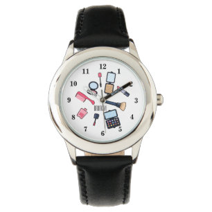 Cosmetica/make-up cartoon illustratie horloge