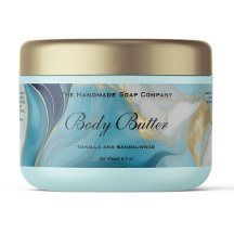Cosmetics Jar Label - Blauw Marmer en Goud