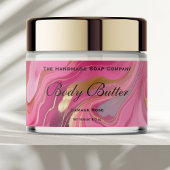 Cosmetics Jar Label - Roze Marmer en Goud Waterfles Etiket