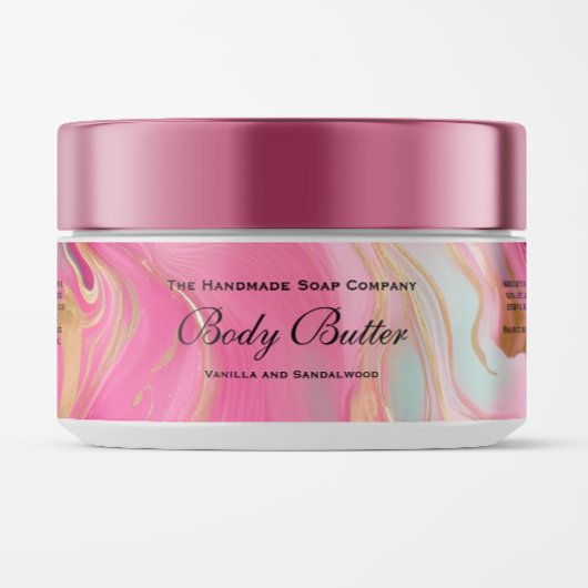 Cosmetics Jar Label - Roze Marmer en Gouden Folie