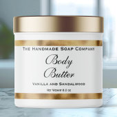 Cosmetics Jar Label - Wit en Faux geweven goud Waterfles Etiket