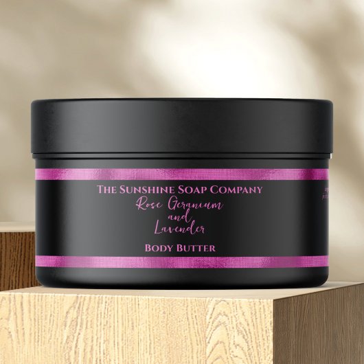Cosmetics Jar Label - Zwart en Fuchsia Folie