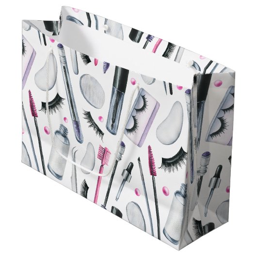  Cosmetics Watercolor Pattern Groot Cadeauzakje (Voorkant Gekanteld)