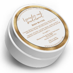 Cosmétique blanc et or Étiquette de jarre avec ing