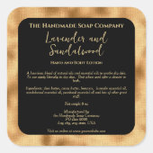 Cosmétique noir et or Étiquette avec ingrédients (Devant)