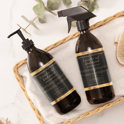 Cosmétique noir et or Étiquette avec ingrédients