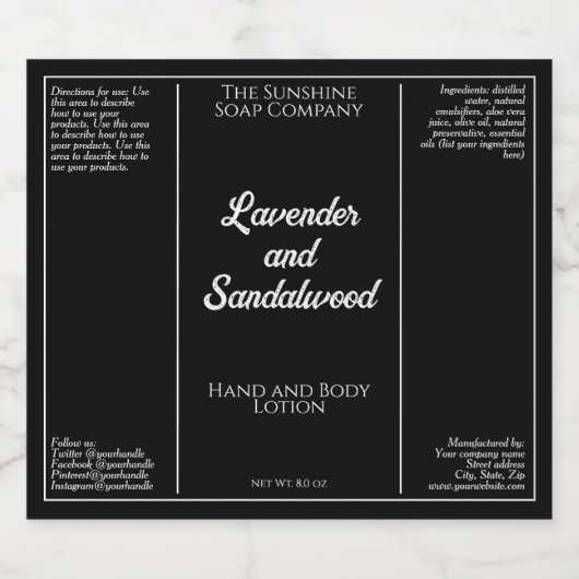 Cosmetisch etiket op zwarte en witte waterdichte f (Enkel label)