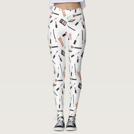 Cosmetisch patroon maken op witte achtergrond leggings (Voorkant)