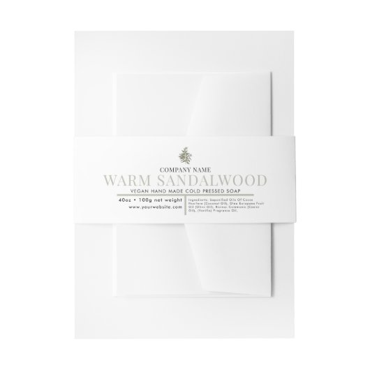 Cosmetische Bar Zeep Buik Band Label Wrap Sandelho Uitnodigingen Wikkel (Voorkant Voorbeeld)