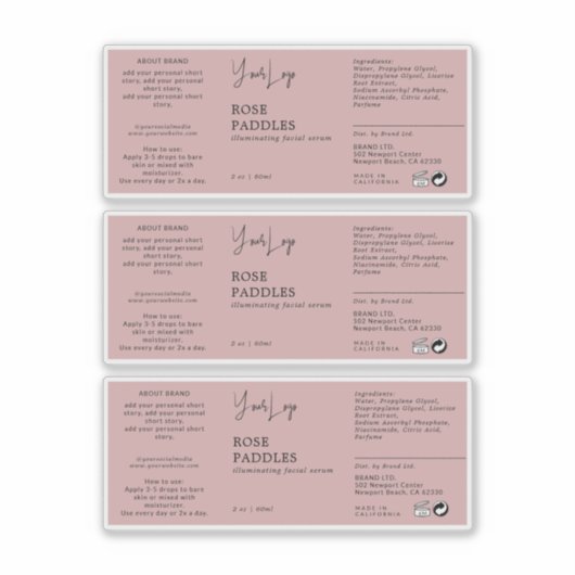 Cosmetische Dropper Flaceletiket Sticker (Voorkant)