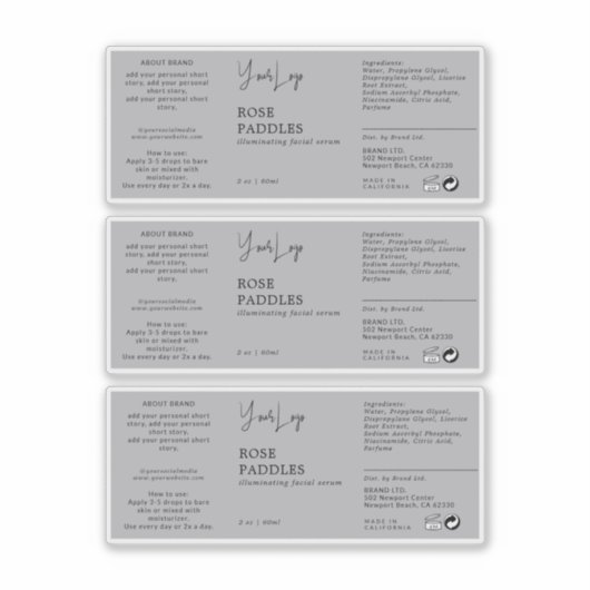 Cosmetische Dropper Flaceletiket Sticker (Voorkant)