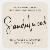 Cosmetische-kaarsenlabel met modern script vierkante sticker (Voorkant)