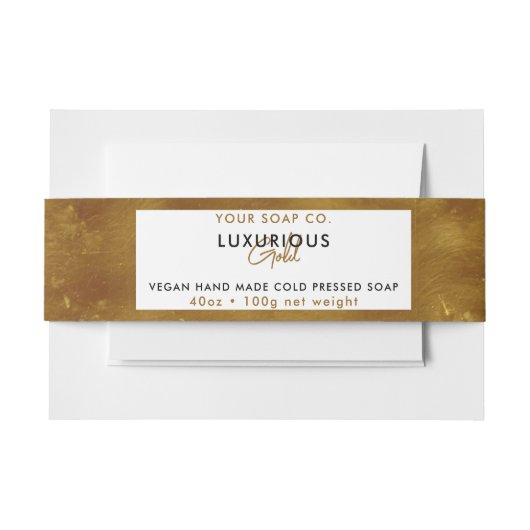 Cosmetische staaf zeep band Etiket goud Uitnodigingen Wikkel (Voorkant Voorbeeld)