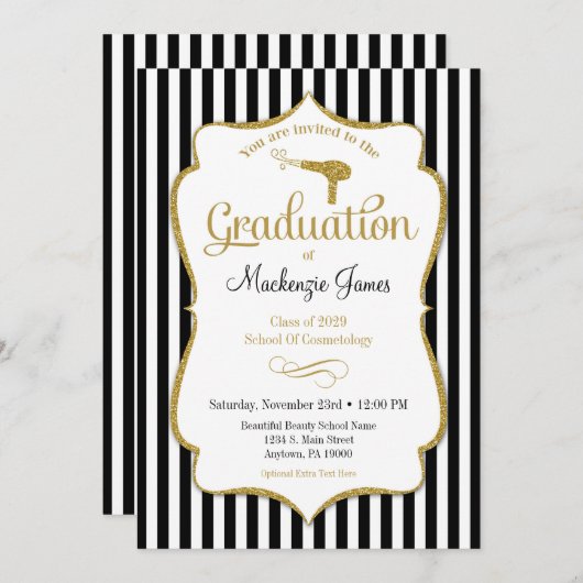 Cosmetologie Graduation Faire-part Invitation (Devant / Derrière)