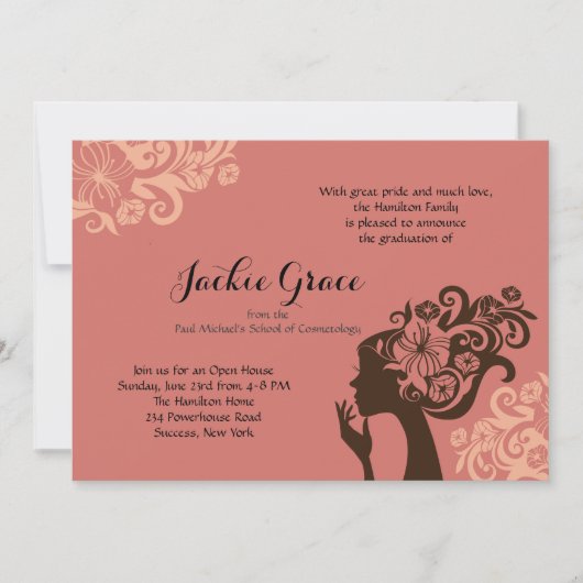 Cosmetologie Silhouette Graduation Invitation (Devant)
