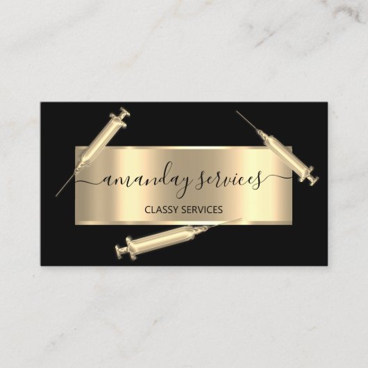 Cosmetologist Spuit Botox B12 QRCode Black Visitekaartje (Voorkant)