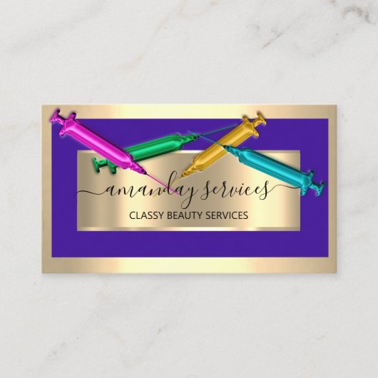 Cosmetologist Spuit Botox B12 QRCode Blue Visitekaartje (Voorkant)