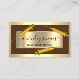 Cosmetologist Spuit Botox B12 QRCode Brown Gold Visitekaartje