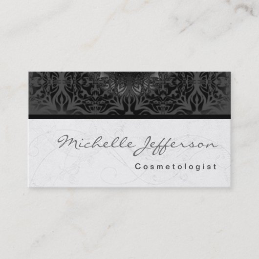 Cosmetologue Script Grey Carte de visite Motif (Devant)