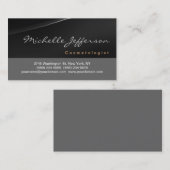 Cosmetologue Script Gris Carte de visite noir (Devant / Derrière)