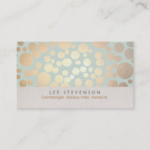 Cosmetology Gold Circles Bleek Turquoise Linen loo Visitekaartje
