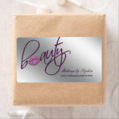 Cosmetology Makeup Address Label Roze Glitter Lips (Insitu)