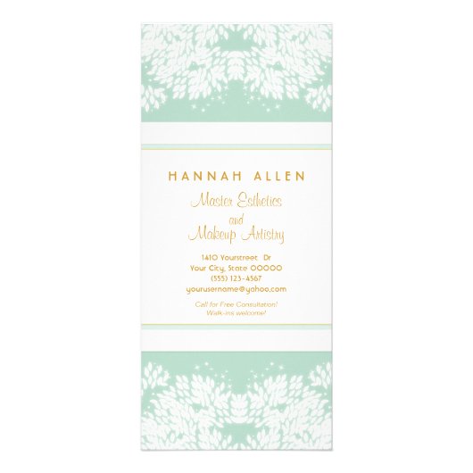 Cosmetology Spa and Salon White Leaves Mint Menu (Devant)