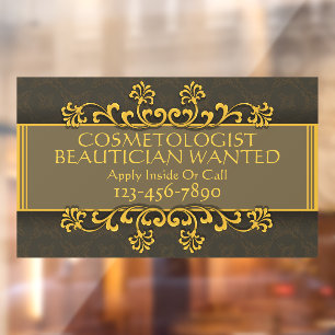 Cosmetoloog Beautician Wanted Salon personaliseren Raamsticker