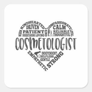 Cosmetoloog, cosmetologie, haarsalon vierkante sticker