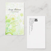 Cosmetoloog Elegant Pastel Groene Bloemen Swirls Visitekaartje (Voorkant / Achterkant)