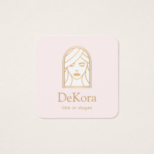 Cosmetoloog Roze Beauty Girl Face Vierkante Visitekaartjes