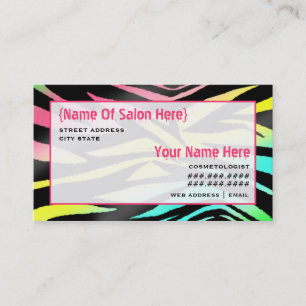 Cosmetoloog Salon Appointment Neon Zebra Print Afsprakenkaartje
