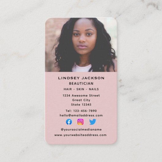 Cosmetoloog Verticaal Visitekaartje (Voorkant)