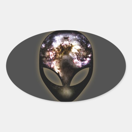 Cosmic Alien Ovale Sticker (Voorkant)
