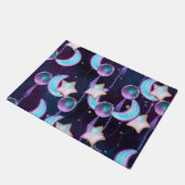 Cosmic Balloons | Blauwe Paarse moonsterstrippen Deurmat (Schuin)