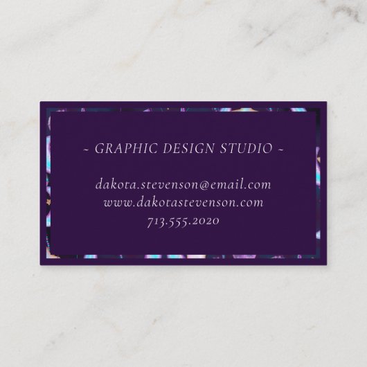 Cosmic Balloons | Blauwe Paarse moonsterstrippen Visitekaartje (Achterkant)