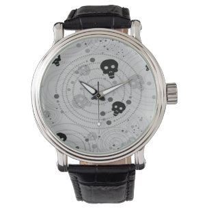 Cosmic Black Skull Pattern Horloge