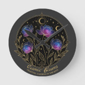 Cosmic Blooms – Celestial Floral (NO NUMBERS) Ronde Klok (Voorkant)