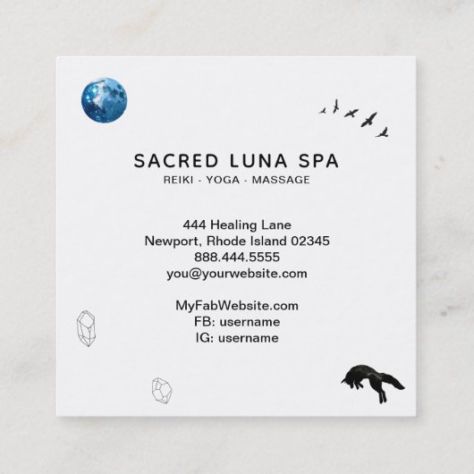 *~* Cosmic Blue Moon Fox Leaping Pine Tree Vierkante Visitekaartje (Achterkant)